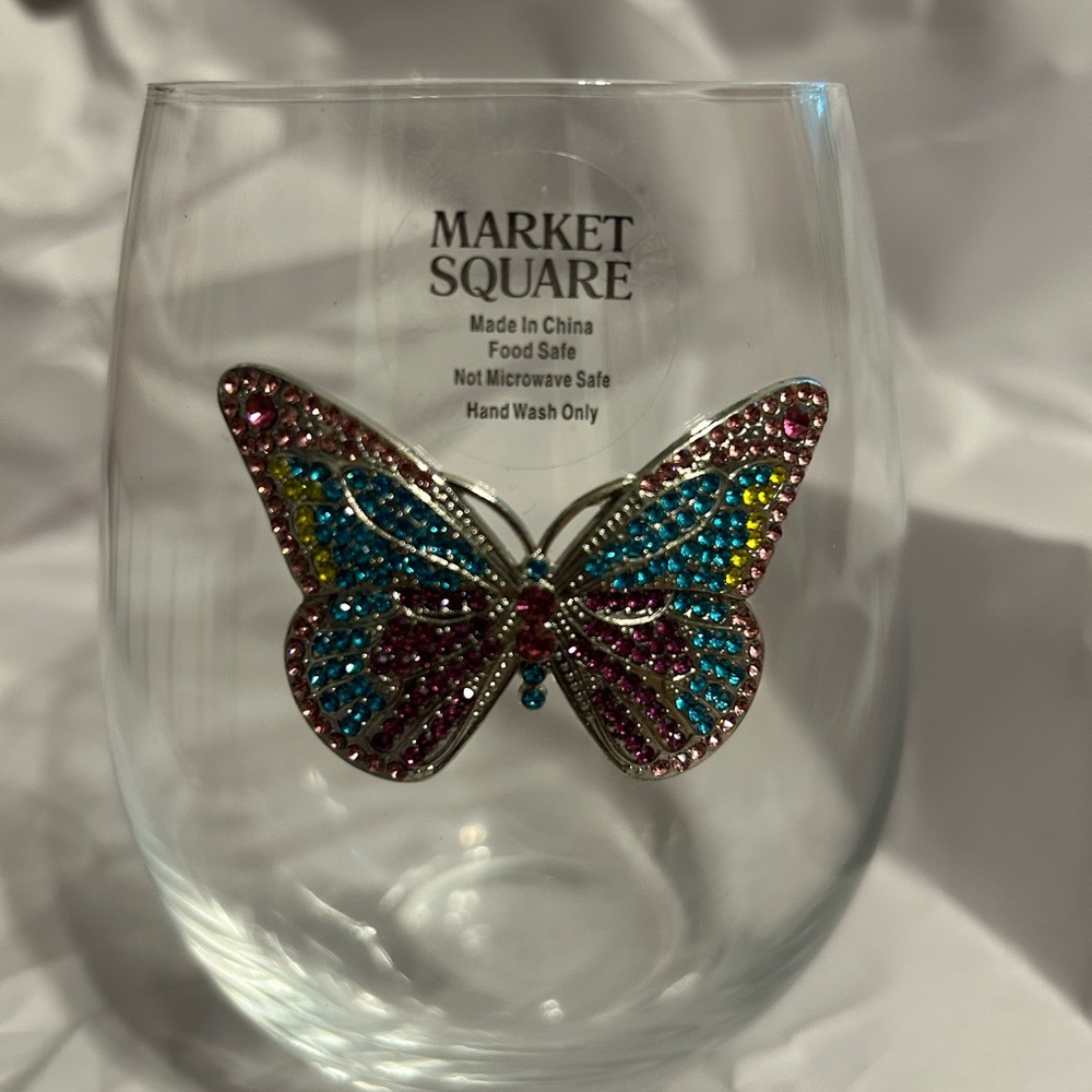Butterfly Embellished Wine Glass